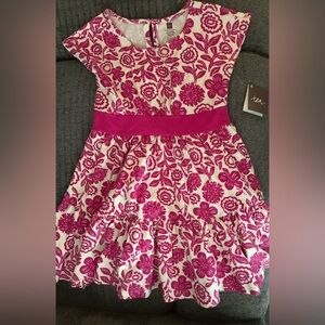 Girls Tea Collection Pink and White Knit Floral Dress size 6 NWT